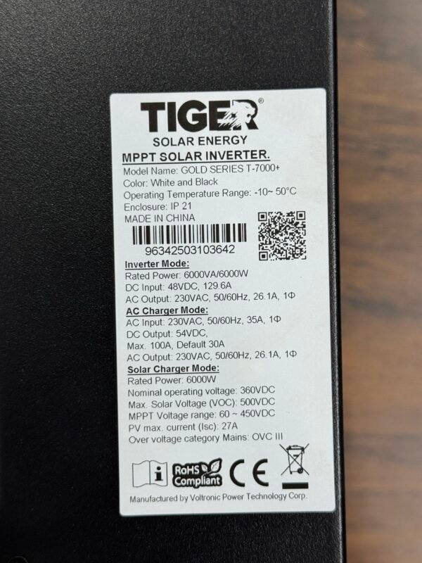 Tiger Solar Inverter 6kw Gold Series - Image 2