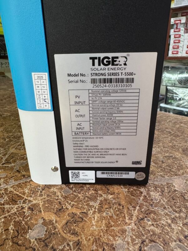 Tiger Solar Hybrid Inverter 4kw Stronge Series T5500+ - Image 2