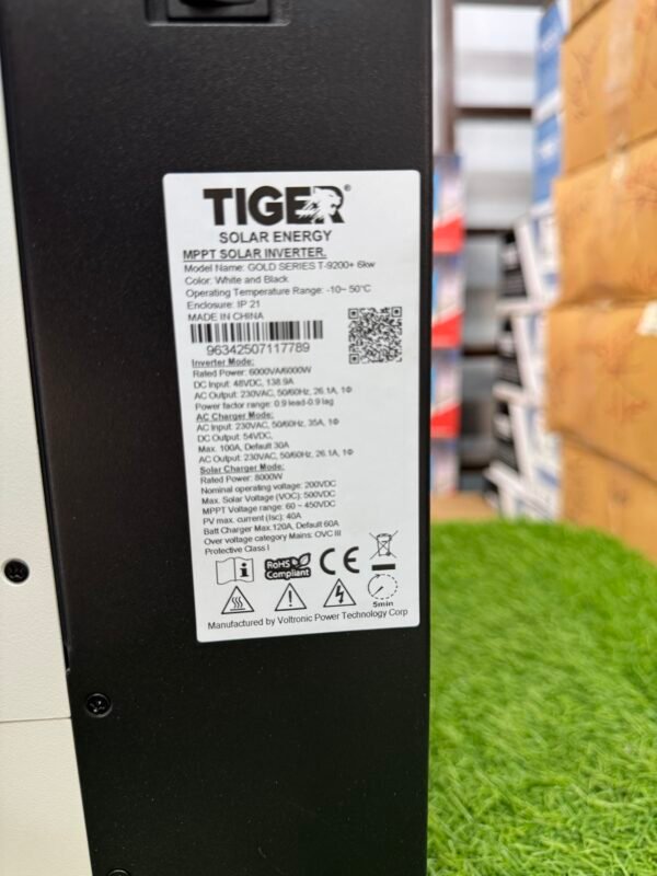 Tiger Solar Inverter 6kw Gold Series T9200+ - Image 2
